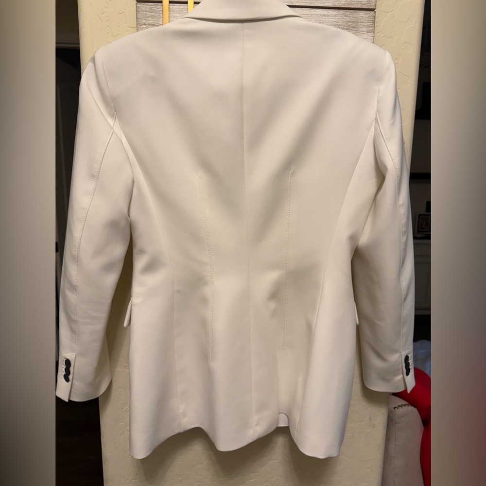 ZARA SIZE LARGE NWT FITTED SHOULDER PAD BLAZER Oyster-white - Picture 10 of 12
